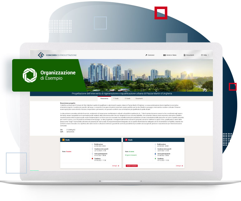 Piattaforma Concorsi di Progettazione visualizzata su laptop